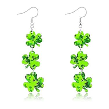 Imagem de Brincos de Dia de São Patrício para mulheres, trevo verde, trevo, pendurado, festival, irlandês, trevo de São Patrício, acessórios para o dia de São Patrício, joias femininas, Large, Acrílico, Sem