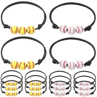 Imagem de SOFPLATE 1 caixa, 20 peças, pulseira de contas de beisebol, presentes de equipe de softball, inspiradores, pulseiras ajustáveis para jogadores de aniversário, formatura, lembrancinhas de festa
