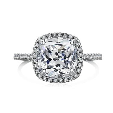 Imagem de GemKing TL120004-S-W-WH-10 Anéis de noivado de zircão quadrado 5A prata esterlina 925 CZ anel de diamante para mulheres, 5, Prata esterlina, Sem Pedra Preciosa