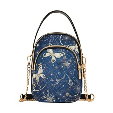 Imagem de GAIGEO Bolsa de ombro Sea Underwater com água-viva brilhante com zíper, transversal feminina, bolsas transversais modernas para mulheres, Natal com borboletas e flocos de neve - 1, One Size