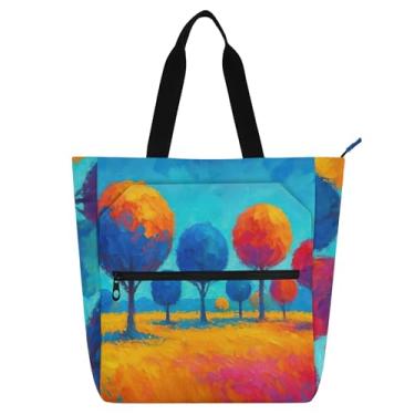 Imagem de Sacolas de trabalho femininas coloridas azuis e laranjas, lona, praia, escola, utilitário, bolsas infantis, presente para amantes de livros