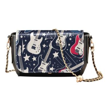 Imagem de GAIGEO Beer Bolsa de ombro média, bolsas de viagem transversais de couro para mulheres, Guitarras e estrelas-3, One Size