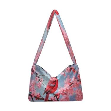 Imagem de Bunch of Sunflowers Growing from the Sky Bolsas de ombro femininas, bolsa de mão, bolsas de outono, Bird Love Pink-2, One Size