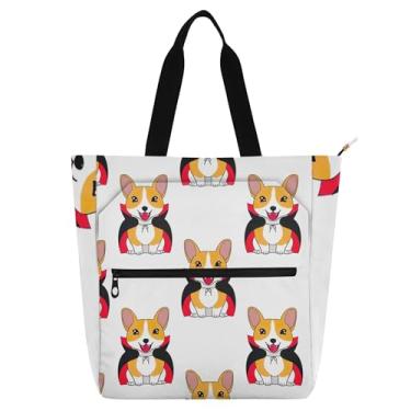 Imagem de Sacola branca para cães fofos, bolsa de trabalho feminina, bolsa escolar universitária, bolsas femininas infantis, presente para amantes de livros