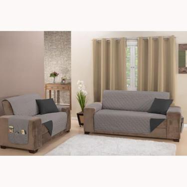 Imagem de Kit 2 Protetores de Sofá 2 e 3 lugares dupla face c/bolso (Preto/Cinza, 2 e 3 Lugares King)