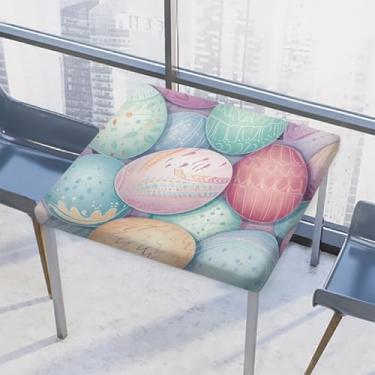 Imagem de hongjinglin Toalha de mesa quadrada para uso ao ar livre com borda elástica, toalha de mesa quadrada limpável, toalha de mesa de Páscoa para decoração de cozinha de 117 x 116 cm para mesas Z (191)