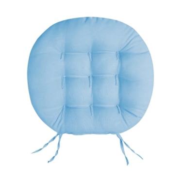 Imagem de Almofada Futon Redonda para Assento de Cadeira 40x40 cm com 9 Furos – Almofada Decorativa Espessa para Sala Quarto e Escritório (Azul Celeste)