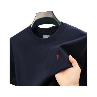 Imagem de Camiseta Masculina De Verão Em Seda E Algodão Com Manga Curta, Respirá