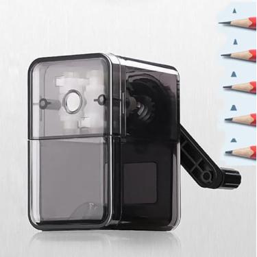 Imagem de ZCVXCC Apontador de lápis manual, apontador preto, ponta ajustável de cinco engrenagens, lâmina helicoidal mais forte, aplicável a lápis nº 2/colorido/lápis de arte