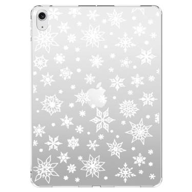 Imagem de AdorableWhimsy Capa de flocos de neve de inverno para iPad 10ª geração 2022 10,9 polegadas/iPad (A16) 11ª geração 2025 11 polegadas design de Natal bonito capa protetora transparente para tablet à