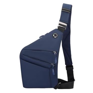 Imagem de Bolsa de peito masculina antifurto - Mochila de ombro único nas axilas, bolsa transversal segura, Ombro azul, One Size