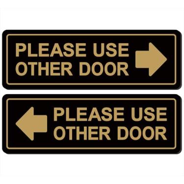 Imagem de Use outra placa de porta – Placa direcional de entrada com seta esquerda e direita (pacote com 2) – Feita de material acrílico fosco premium, autoadesivo super forte, instalação rápida e fácil