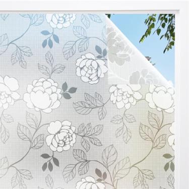 Imagem de DKTIE Película de privacidade para janela de banheiro, processo de estampagem a quente com textura de tela branca, película de privacidade bidirecional dia e noite, brilho de filtragem de proteção UV