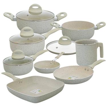 Imagem de Conjunto de Panelas Antiaderente Revestimento Cerâmica Vanilla Ibiza 8 Peças - Casambiente