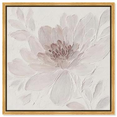 Imagem de Arte de parede floral com impressão em tela Chalk Bloom por Art Remedy, moldura dourada, 61 x 61 cm