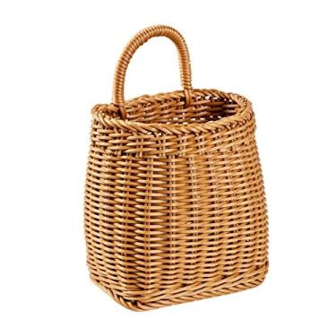 Imagem de HEEPDD Cesta de Vime para Pendurar, Cesta de Armazenamento Feita à Mão, Organizador Montado na Parede Com Alça para Cozinha, Banheiro, Entrada, Decoração de Casa de Fazenda (3)