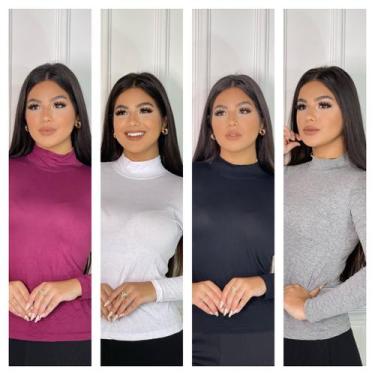 Imagem de Kit 4 blusa feminina básica cacharrel manga longa - GK TODA BELA, Vinh