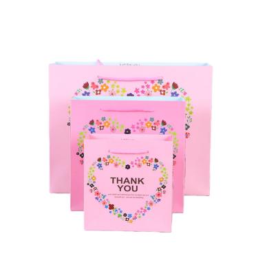 Imagem de Sacos de lembrancinhas de casamento, papel rosa estilo INS com alças, pacote com 3