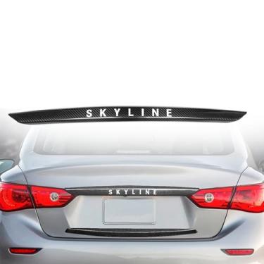 Imagem de FINMOKAL Capa de tira de acabamento superior do porta-malas de fibra de carbono compatível com Infiniti Q50 Q50S Q50L 2014-2017 (preto)
