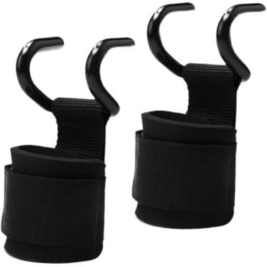 Imagem de Ganchos Para Levantamento de Peso, Alças de Pulso Ajustáveis, Preto, Par de Suportes de Treinamento para Musculação, Academia e Exercícios de Força