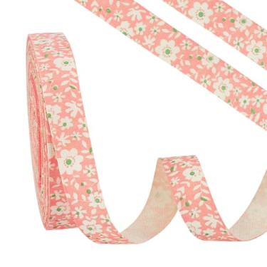 Imagem de PH PandaHall Fita com estampa de flores de 20 jardas, fita floral rosa, fitas de algodão macio de 1,6 cm de largura, alça vintage para embrulho de presente, laço de cabelo feito à mão, festival