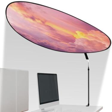 Imagem de Juexica 1 pacote grande ajustável de escritório e persiana de mesa, cúpula portátil de 138 cm com grampo, dobrável e giratório, bloqueia luz ou perturbação para acessórios de trabalho (pôr do sol)