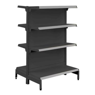 Imagem de Gôndola Prateleira Preta 4 Níveis 40x30 New Plus 1,40 Central Inicial pe Cinza - sa Gôndolas