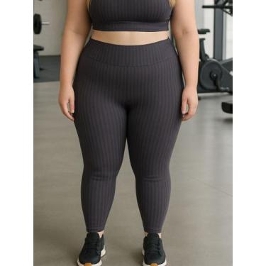 Imagem de Calça Legging Fitness Plus Size Cirrê 3D Feminina Leg Academia Cintura
