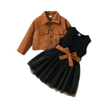 Imagem de Conjunto De Roupa Para Meninas, Vestido De Manga Longa, Jaqueta, Casac