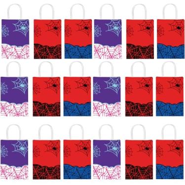 Imagem de Epakh 24 peças de sacos de papel de biscoito doce de animação de desenho animado com alças para lembrancinhas de festa de aniversário (aranha)