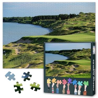 Imagem de Quebra-cabeça de 1000 peças para adultos apito estreito campo de golfe arte de parede paisagem americana jogo de quebra-cabeça desafiador de papel premium para decoração de escritório em casa 70 x 40