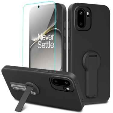 Imagem de Nijiadi Capa de telefone compatível com Oneplus 15R com protetor de tela, rotação de 360° com suporte oculto/suporte oculto de silicone TPU para Oneplus 1+ 15R 5G 2025 - preta