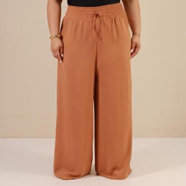 Imagem de Calça Feminina Pantalona Plus Size Tecido Duna Elástico Na Cintura Alt