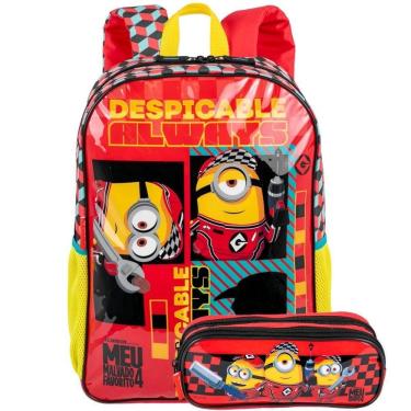Imagem de Kit Mochila De Costas Minions Estojo Duplo Escolar Passeio