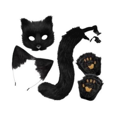 Imagem de Conjunto De Fantasia De Raposa De Pelo Para Adultos Com 4 Peças: Másca