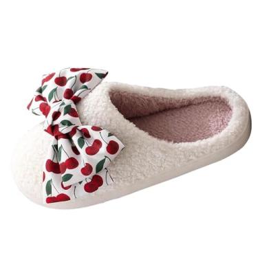 Imagem de Chinelos modernos casuais masculinos e femininos para casais, laço, árvore, interior, quente, inverno, casa, Branco, 40