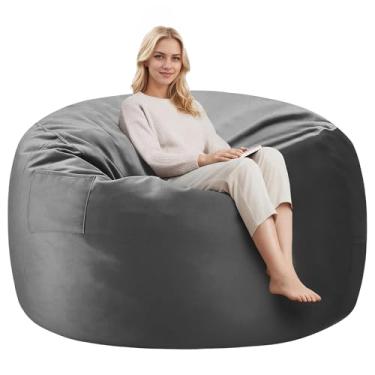 Imagem de Cansunna Cadeiras de pufe de 1,8 m, pufes confortáveis, cadeiras gigantes com enchimento de espuma de memória, cadeiras de pufe para adultos, capa lavável na máquina, sofá preguiçoso para sala de