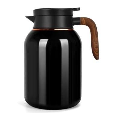 Imagem de Garrafa térmica de café de 1,927 g, aço inoxidável isolada a vácuo, jarras grandes para manter o calor, garrafas grandes para café quente, chá, bebida fria, cappuccino (preto)