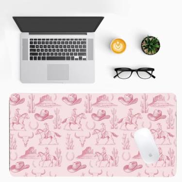 Imagem de Tapete de mesa Western Adventure, almofada de couro PU com tema de caubói – tapete de escritório antiderrapante grande para jogos rústicos e arrojados e espaço de trabalho doméstico presente ousado