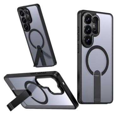 Imagem de Newhalper Capa magnética projetada para Samsung Galaxy S26 Ultra com suporte de metal ajustável compatível com MagSafe Rugged Phone Cover para Samsung S26 Ultra (preto)