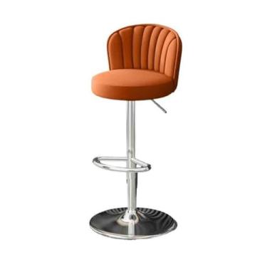 Imagem de KEG801302 Banqueta alta multiuso giratória comercial frontal banco de bar cadeira de bar cadeira alta doméstica bancos redondos modernos (laranja)