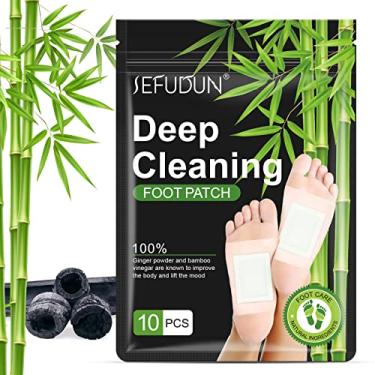 Imagem de Tudiqe 10 pçs almofadas de pé, adesivo de pé de vinagre de bambu em pó de gengibre para cuidados com os pés, almofadas de limpeza natural, adesivo 10 unidades (pacote com 1)