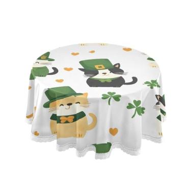 Imagem de Qilmy Toalha de mesa redonda de palmeira de treliça verde, 152 cm, resistente à água, à prova de derramamento, capa de mesa grande para jantar de reunião de família em ambientes internos e externos