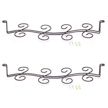 Imagem de Conjunto de 2 suportes para copos de vinho de teto, comporta 8 copos, suporte de taças de ferro vintage, cor cobre fosco (45 x 15 x 5 cm)