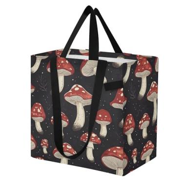 Imagem de SEHANY Sacola de compras reutilizável de cogumelo herb com alças reforçadas, bolsa de compras de lona dobrável à prova d'água de grande capacidade para viagem, cozinha, praia