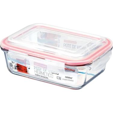 Imagem de Praticasa | Pote de Vidro Hermético Marmita 1040ml | Vidro Borossilicato de Alta Resistência | Vai ao Forno e Freezer | Tampa Silicone Fitness