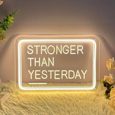 Imagem de Sinal neon mais forte do que ontem para decoração de parede 3D design de escultura de arte interior quarto pano de fundo flexível festa de Natal casamento sala de estar aniversário menina menino