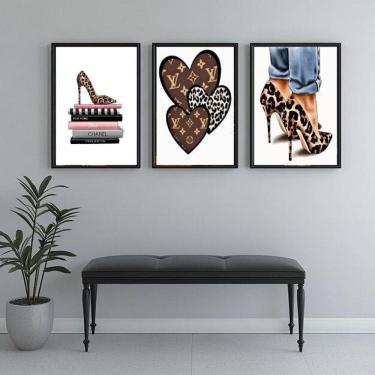 Imagem de Kit 3 Quadros Closet - Oncinha Fashion 45X34Cm - Com Vidro