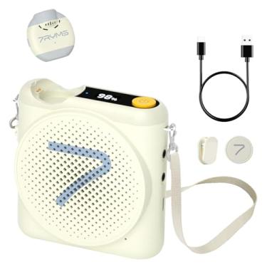 Imagem de 7RYMS Amplificador de voz sem fio WA2 para professores com microfone de lapela sem fio, amplificador portátil sem fio com cancelamento de ruído, mini alto-falante megafone para sala de aula, reunião