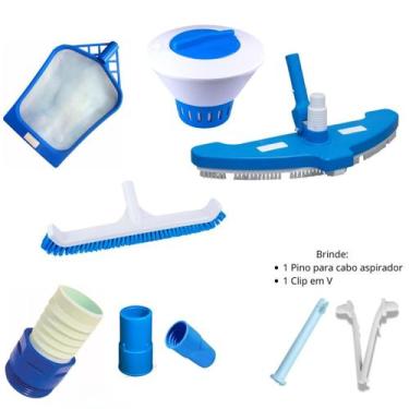 Imagem de Kit Acessórios Limpeza de Piscina e Aspirador 3 Rodas Netuno